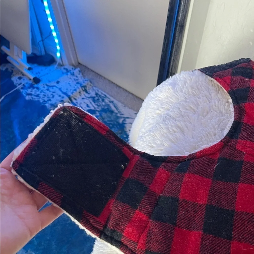 Red and Black Plaid Dog Coat warn once but washed